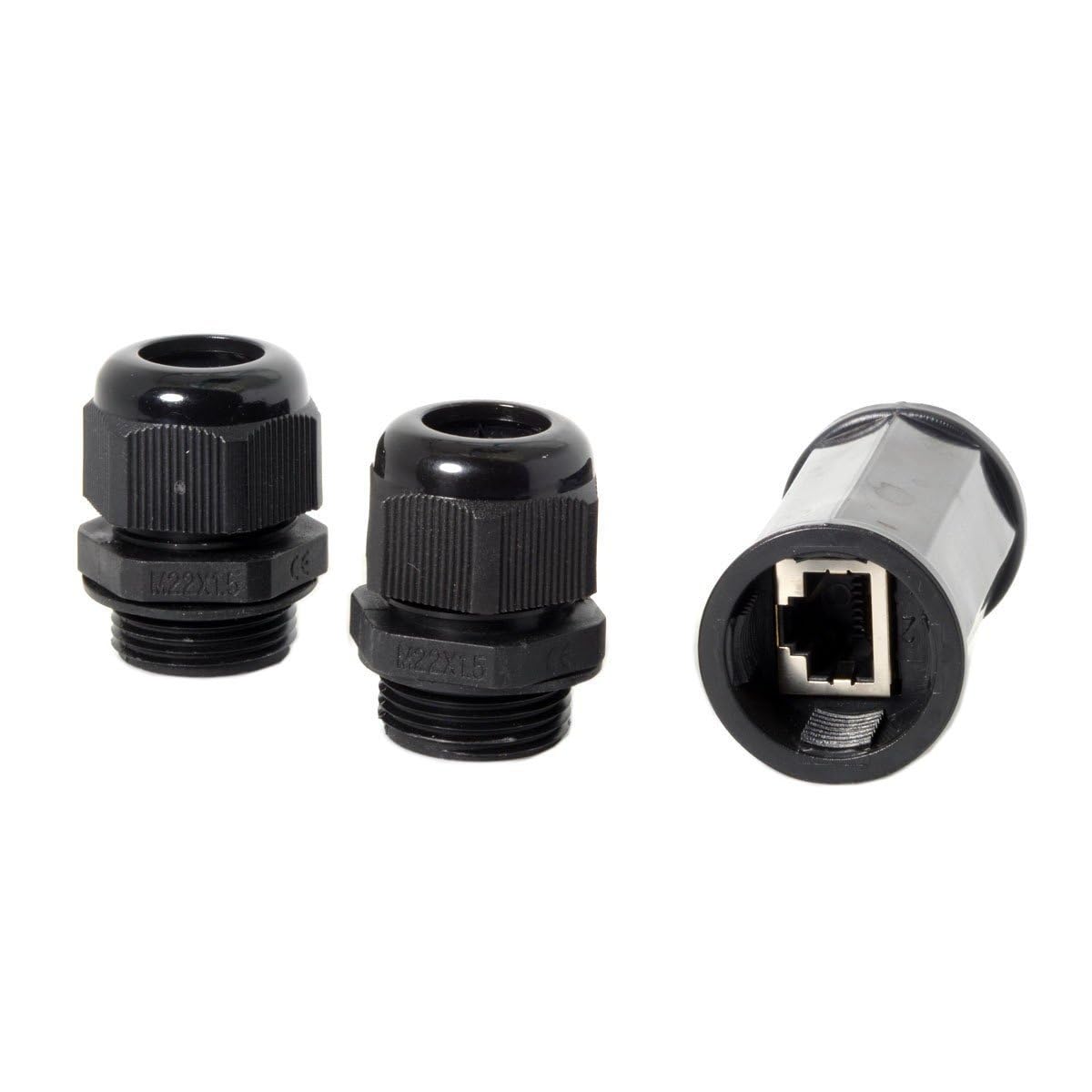 Tekit RJ45 connecteur étanche IP67 réseau Ethernet connecteur de câble double tête d'extérieur LAN Coupler adaptateur femelle Cat5 6 7 8P8 C 5 Pack noir