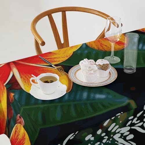 Nappe avec fleurs hawaïennes rectangulaire 140x240cm lavable pour table de cuisine