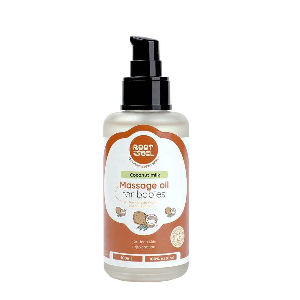 Root and Soil Baby Massage Oil (Classic) | Fresh Coconut Milk | New Born & Infant Friendly | | No Preservatives | Massage Oil | 100% Organic & Enriched with Antioxidants | 100 ml