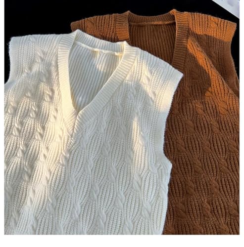 Men's Twisted Striped Cotton Vest Soft V-Neck Sleeveless Jumper for Casual Wear Layering Sweater Vest3