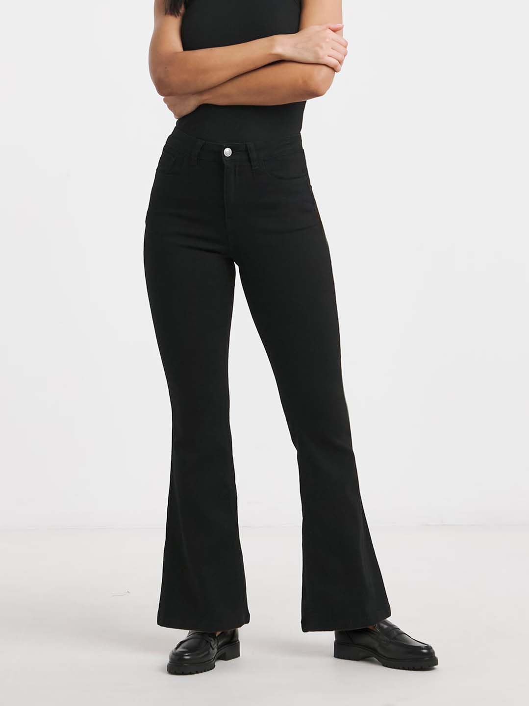 KOTTY Vaqueros de mezclilla de cintura alta para mujer, corte acampanado, ajustados, para mujer, modernos, informales, disponibles en talla regular y grande