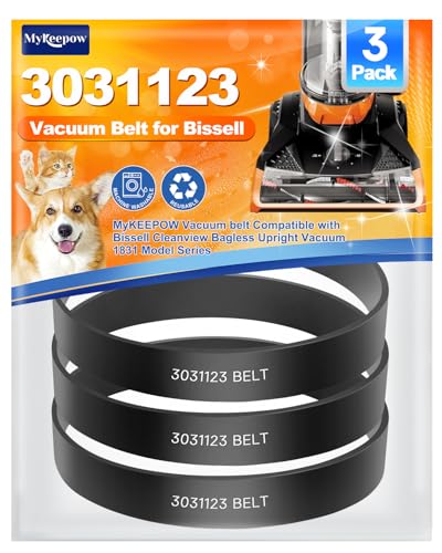 MyKEEPOW 3031123 Vacuum Belt Compatible with Bissell Cleanview Bagless Upright Model 1819 1820 1831 9595A 3583 2486 2487 2488 2489 2490 2491 2492 2494 1319 1320 1322 1327 1328 1330 Series, 3 Pack