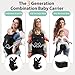 Baby Carriers, Baby Carrier with Hip Seat, 3 in 1 Baby Carrier Newborn to Toddler, 3-36 Month Baby Sling, Adjustable Detachable Baby Hip Seat, Enhanced Lumbar Support, Ideal for Hands-Free Parenting