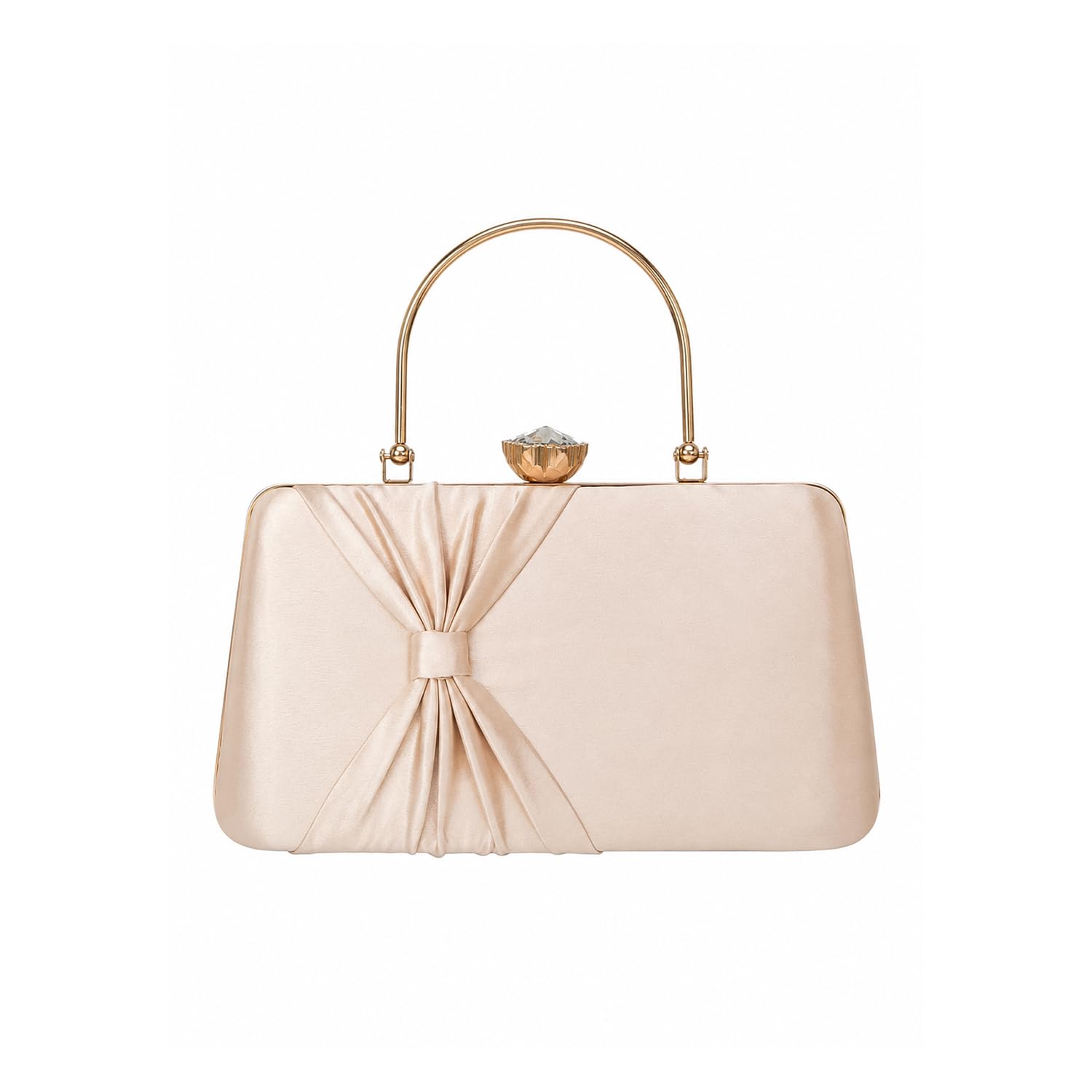 Pleated Bow Clutch Bag with Detachable Chain for Women-image-1