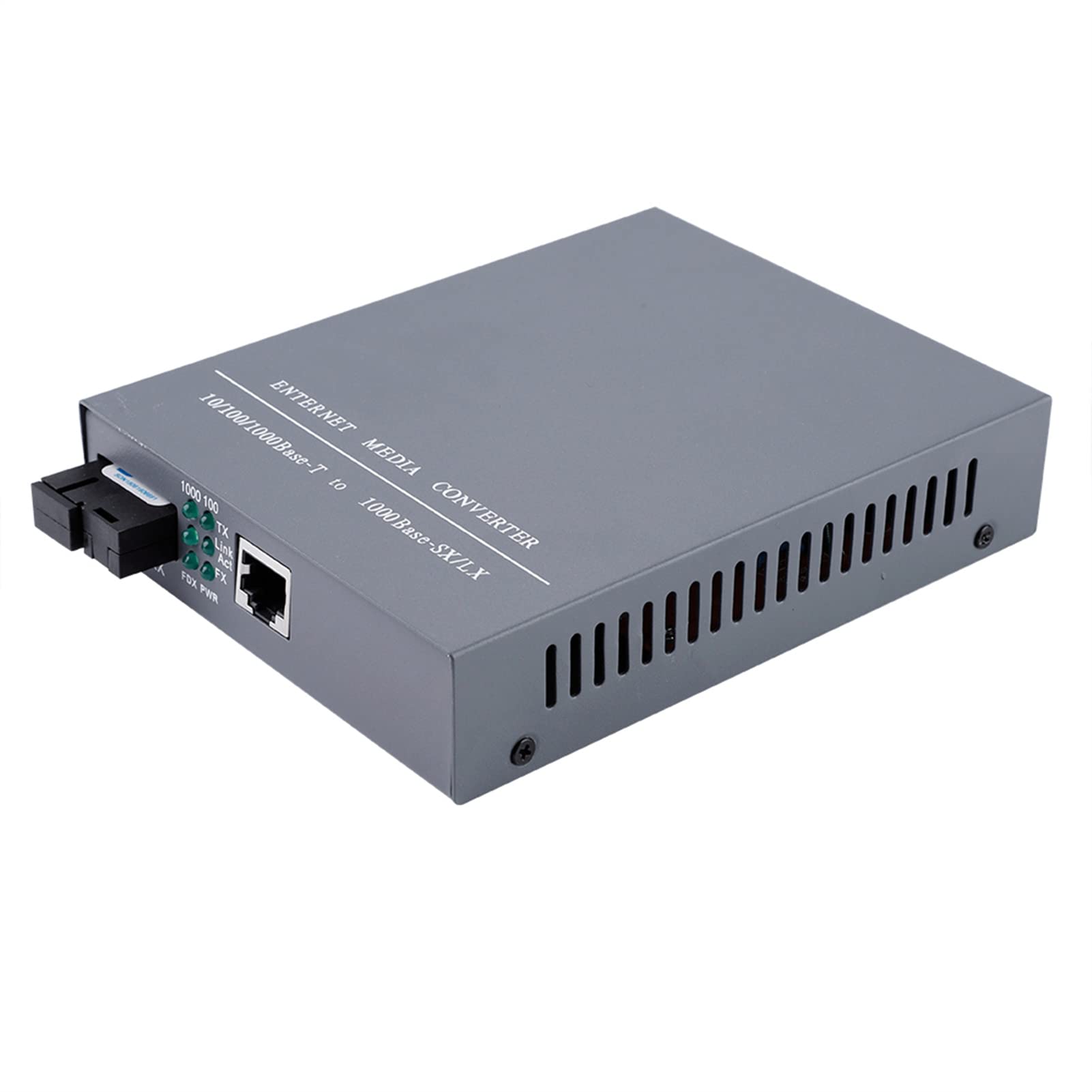 Fabater Lot de 2 Convertisseurs de Média Fibre Gigabit SC Monomode, émetteur-récepteur Optique 10/100/1000 Mbps RJ45 vers 1000Base-SX/LX, Conforme IEEE802.3z, jusqu'à 20 Km, Lot de 2