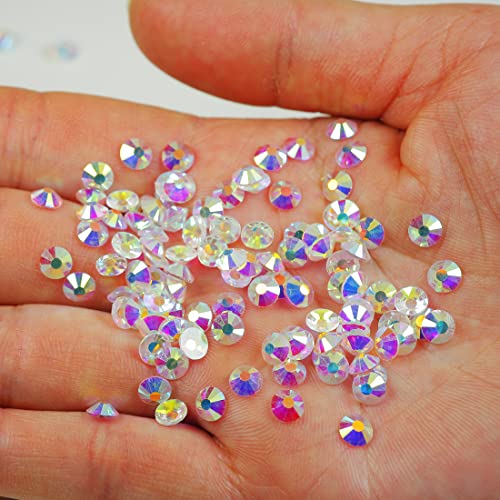 Genie Crystal Ss20 Transparent Ab Glue Rhinestones 1440 Pcs, 10 Gorss 5 Mm Unfoiled Aurora Borealis Flatback Rhinestone, Glass Gems For Crafts,Nail Art, Bags, Shoes, Clothing #TOP3