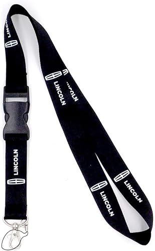 Miniatura 2 de Au-Tomotive Gold Llavero con licencia oficial de Lincoln White Word Black Universal Lanyard Neck Strap