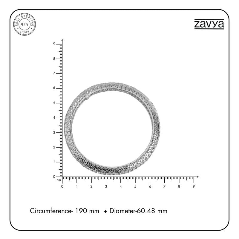 925 Silver CZ Rhodium Bangle, Gift for Mother