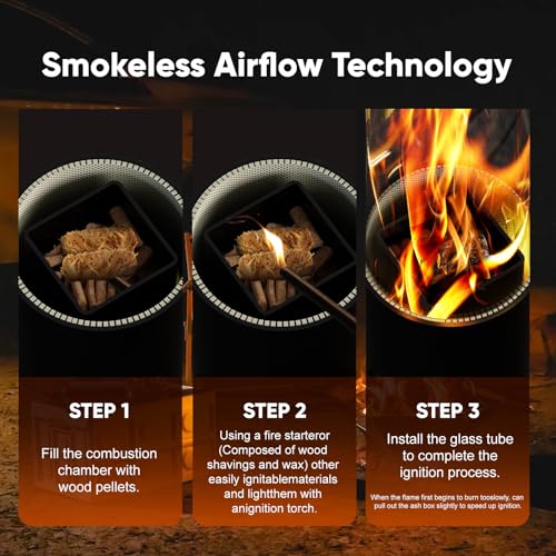 Image of Rayzi 67 Inch Pellet Stove, Decorative Patio Wood Pellet Heater, Pellet Fire Pit