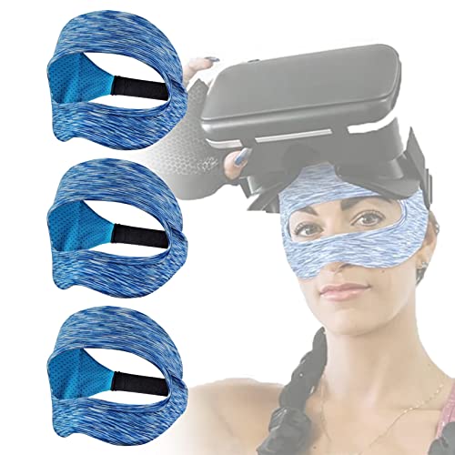 BiiKoon 3 Pack VR Sweatband Mask Cover, Adjustable VR Eye Mask Cover Breathable Sweat Protection VR Face Cover Wearable VR Accessories (Color : Blue)