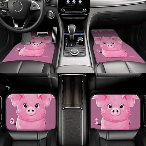 Tapis de sol de voiture imprimé cochon rose pour auto et SUV