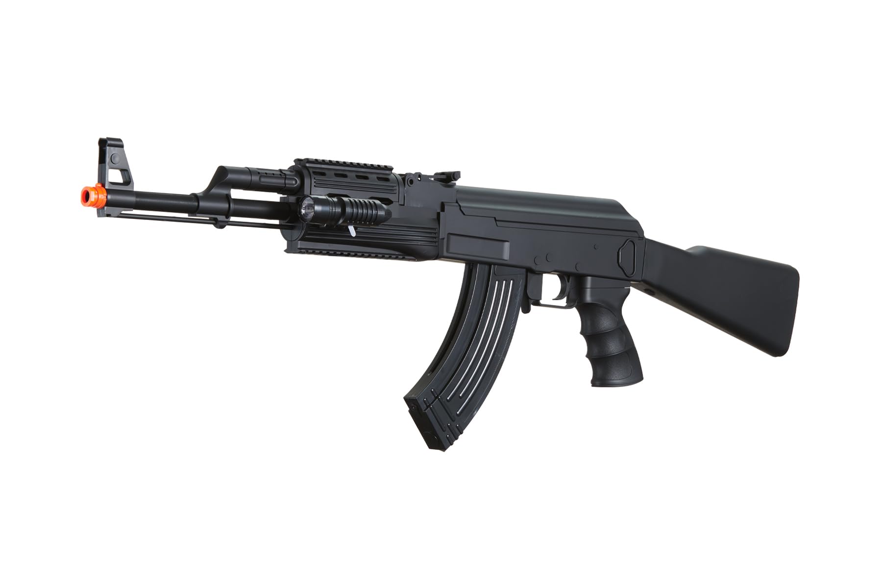 Durable Lightweight AK47 Airsoft Spring Rifle and Pistol Kit - Laser & Flashlight, Includes 1000 Rounds of 0.12g BBS