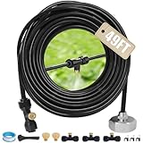 MCCKLE Misters for Outdoor Tatio 49FT 屋外ミスト冷却システム - 49FT (15M) ミストライン + 17ミストノズル+3/4インチ 真鍮アダプター ガーデン温室トランポリン