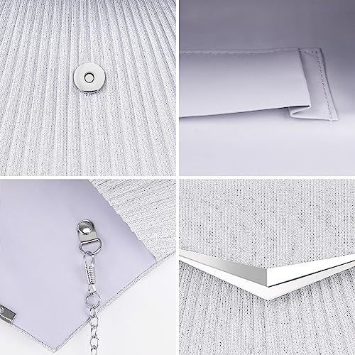 Larcenciel Women's Evening Handbags, Sparkly Pleated Evening Purse, Elegant Sequins Clutch for Wedding Formal Cocktail Party - Image 7