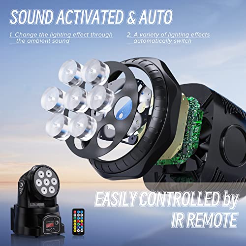 U`king Moving Head Light Rgbw Led Stage Lighting Effect 7X10W Moving Heads Wash Lights By Dmx And Remote Control With Professional Spotlight For Dj Disco Events Wedding Birthday Party Live Show Bar #TOP3