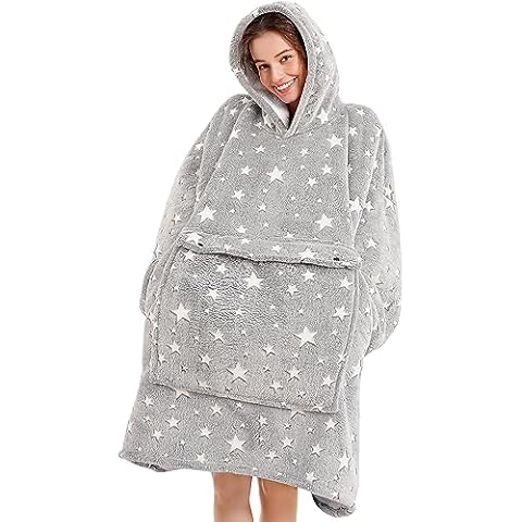 Blanket Hoodie women & Man,Premium Sherpa Fleece Oversized Hoodie Blanket With Giant Pocket for Women,Super Cozy and Big Wearable Blanket Hoodie Gift Luminous Cover