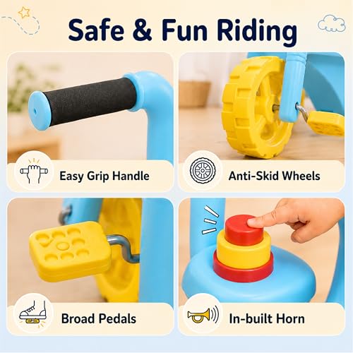 Image of Lifelong Premium Tricycle for Kids 2-5+ Yrs Durable Build, Anti-Skid ABS Wheels | Comfortable Seat, in-Built Horn | Fully Assembled Trike Gift for Baby, Girls, Boys Capacity Upto 50kg