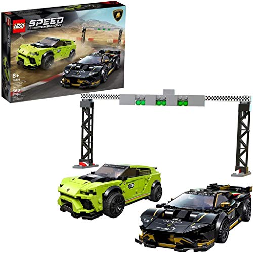 LEGO Speed Champions Lamborghini Urus ST-X & Lamborghini Huracán Super Trofeo Evo, Set di Costruzioni con Auto da Corsa, Macchine Giocattolo per Bambini, 8 -99 Anni, 76899