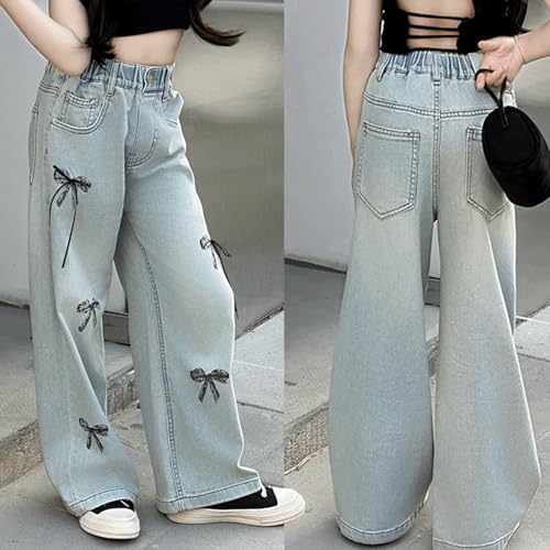 Baggy Jeans for Girls Black Bows Wide Leg Pants Adjustable Waist Coquette Aesthetic Cute Jeans for Girls Teen Denim Pants2