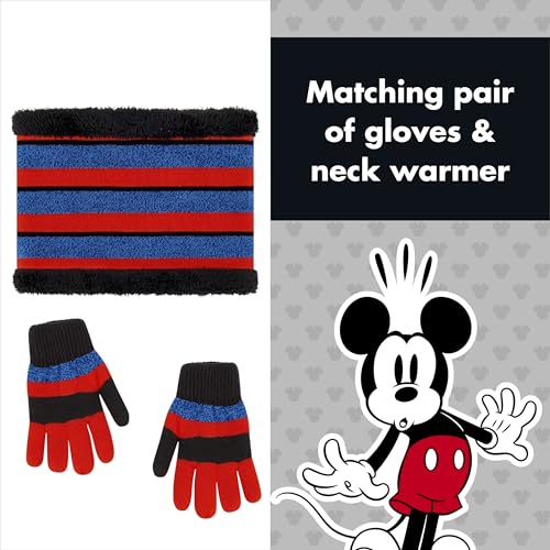 Image of Mickey Mouse Boys' Toddler Winter Hat, Scarf & Mittens Set for Ages 2-4 Or Hat, Scarves & Kids Gloves Sets for Ages 4-7