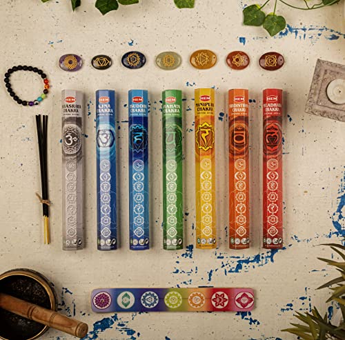 Image of Hem Seven Chakra Incense Sticks - Natural Agarbatti for Pooja, Puja, Meditation, Yoga, Chakra Healing, Stress Relief & Home Fragrance | 140 Handcrafted Sticks | Low Smoke | Long Burning (35-40 Mins)