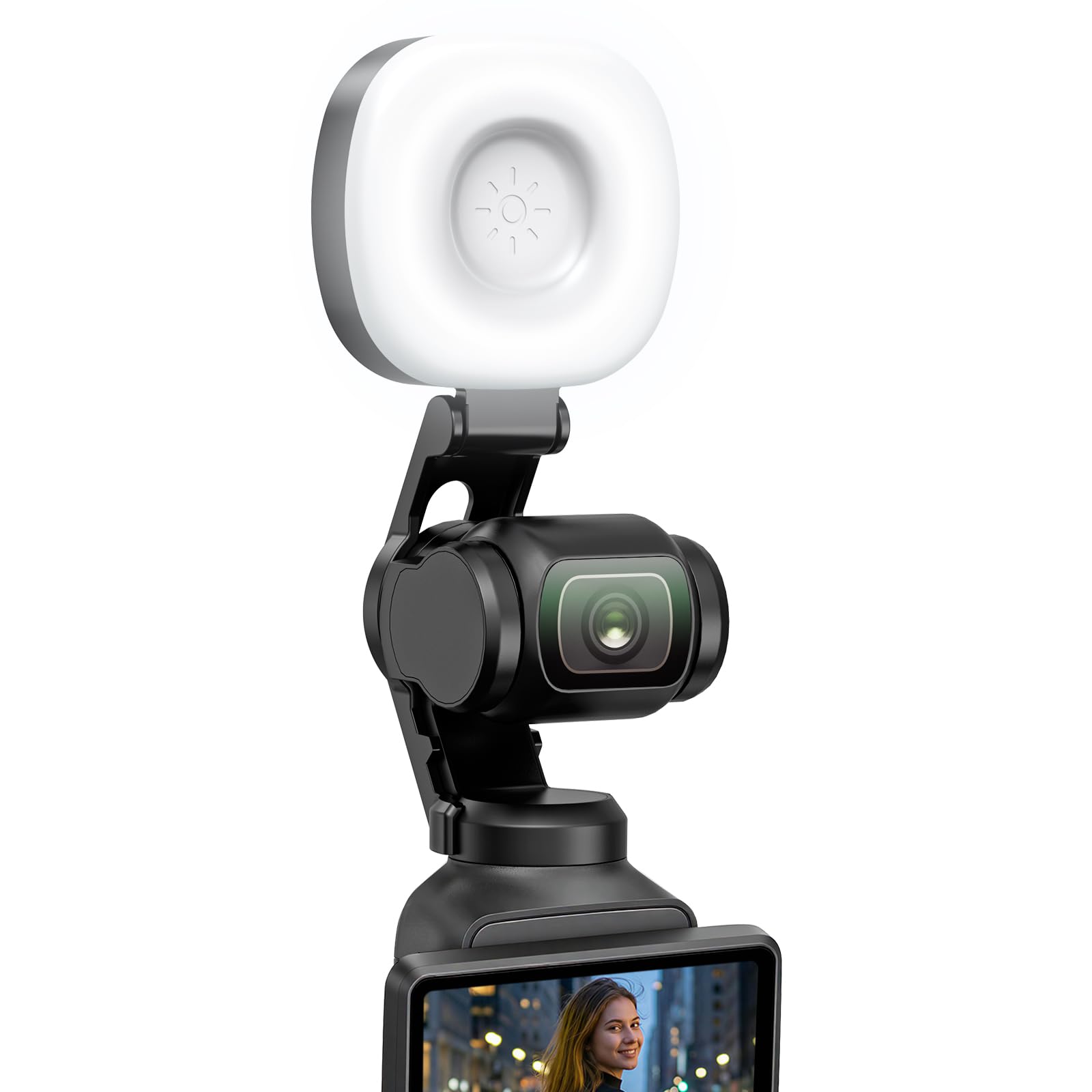 AMAZEAR Lampe LED vidéo pour DJI OSMO Pocket 4, Accessoires OSMO Pocket 4– Éclairage d'appoint Auto-Follow Gimbal Selfie Vlog, CRI≥95, 3 températures réglables, 500mAh 1.6W USB-C, Noir