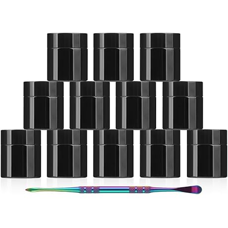 12-Pack 10ml UV-Protected Glass Jars with Lids for Storage and Preservation (10g Capacity)