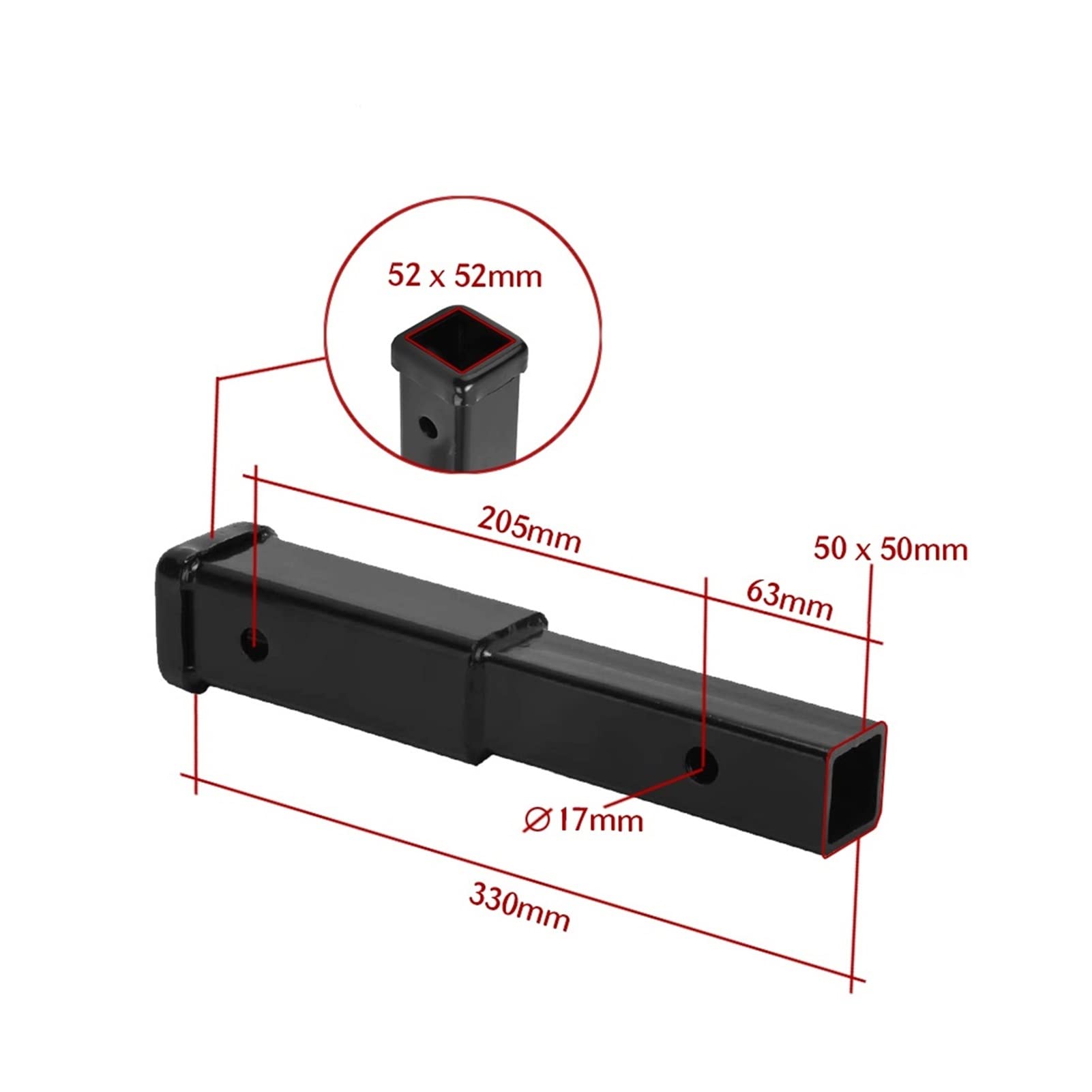 Zaczep do przyczepy, Przedłużenie zaczepu przyczepy z 2-calowym rozszerzeniem rurki holowniczej 330 mm Rv. Części Camper Caravan Motorhome Akcesoria