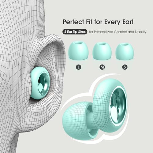 Image of Ear Plugs for Sleeping Noise Reduction, Silicone Earplugs with 8 Ear Tips, Soft Reusable Hearing Protection for Sleep, Snoring, Side Sleepers, Travel, Work, Study & Daily Use (Light Mint)