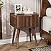 VINGLI Night Stand Set 2, Fluted Nightstands with Drawer, Mid Century Modern Nightstands Set of 2, Bedside Table, End Table, Wood Nightstand for Bedroom, Walnut, 15.75