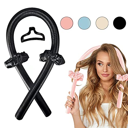 TIK Tok Heatless Hair Curlers for Long Hair,Heatless Curling Rod Headband,No Heat Curlers You Can to Sleep in Overnight,Heatless Curls Headband,Soft Foam Hair Rollers for Natural Hair(Black)