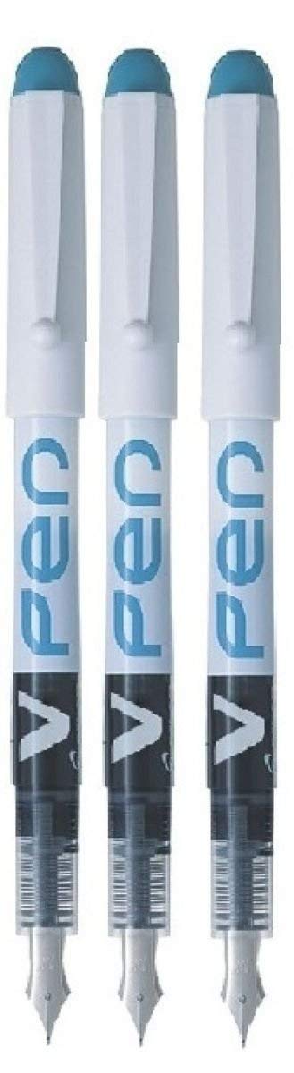 PilotPeacock Green/Turquoise V Pen Fountain Pen Disposable Medium Line Liquid Ink SVPN-4W (Pack Of 3)