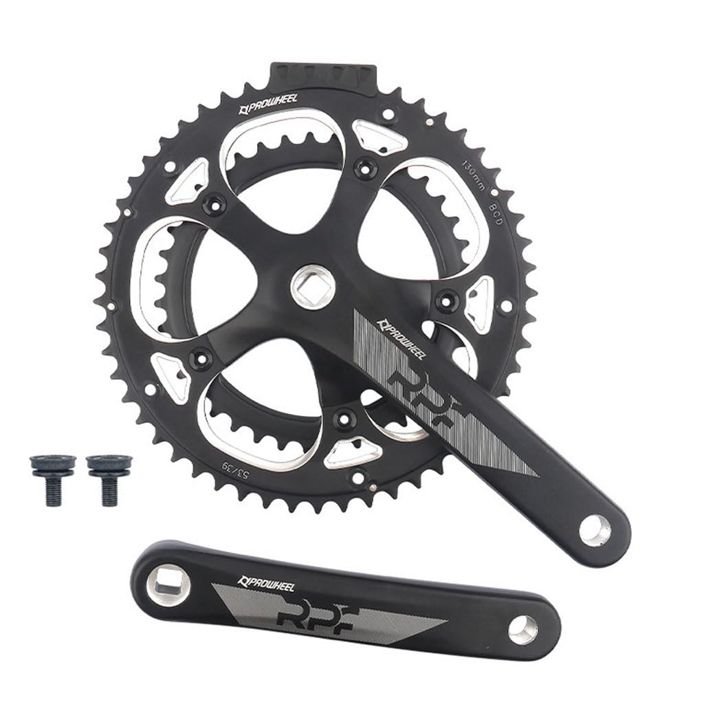 170mm Guarnitura Bici da Strada Pedivelle Quadrato 130BCD 39-53T Doppia Corona in Lega di Alluminio Anodizzato Guarniture for Bicicletta 9/10s