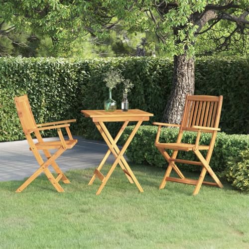 Xichuzi Comedor de jardín Plegable 3 Piezas, Conjunto Mesa Y Sillas Jardin, Mesa Y Sillas Terraza, Conjuntos De Muebles De Jardín, Muebles Jardin Exterior, Madera Maciza de Acacia