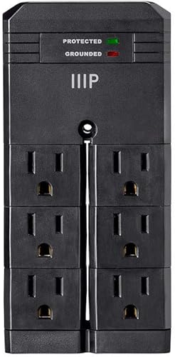 Miniatura 4 de Monoprice 115876 Grifo de pared con protector de sobretensiones giratorio de 6 salidas - Negro  Clasificación UL de 2,160 julios con indicador de