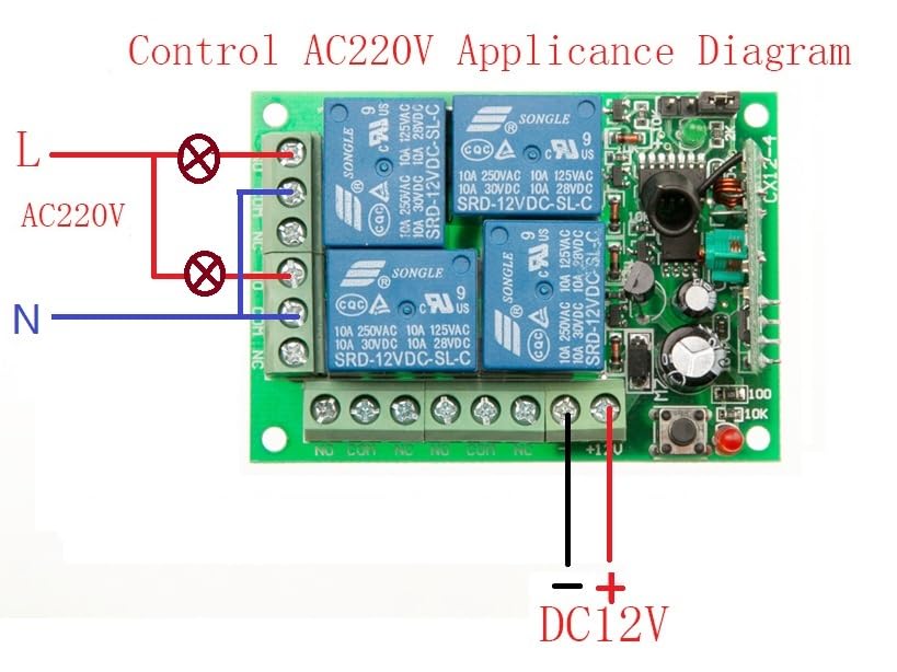 Interruptor de mando a distancia 315/433 MHz para luz, puerta, garaje mando a distancia universal dc12v 24v 4ch Relé receptor radio y mando a distancia (1RF)