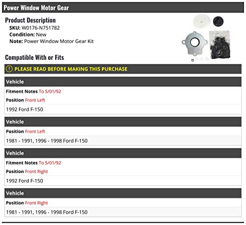 Front Power Window Motor Gear Kit - Compatible With 1981-1992, 1996-1998 Ford F150 #TOP1