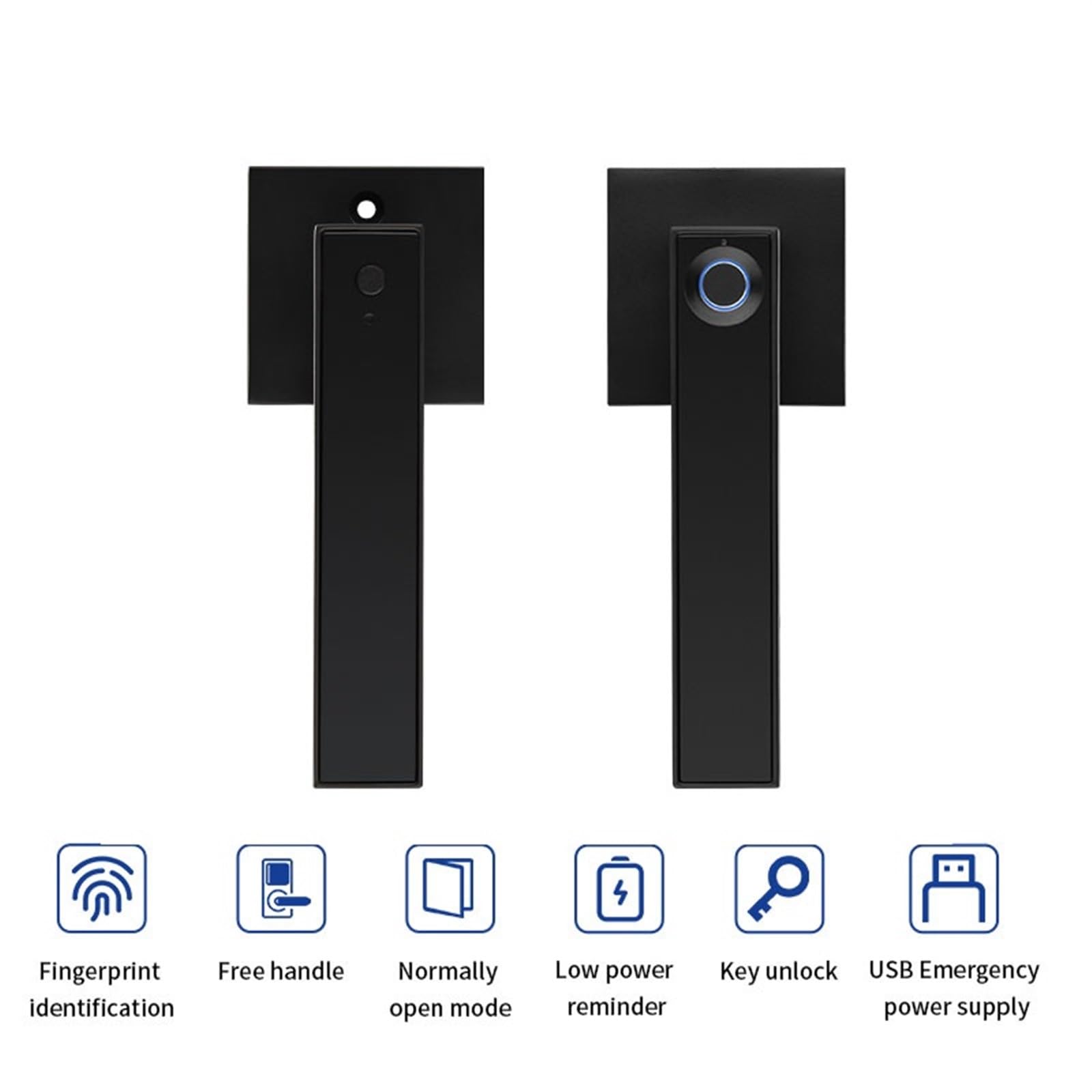 Inteligentny zamek, Zamek do drzwi bezkluczykowych, inteligentna klamka Bluetooth krótkiego zasięgu, inteligentny zamek z czytnikiem linii papilarnych(Nero)