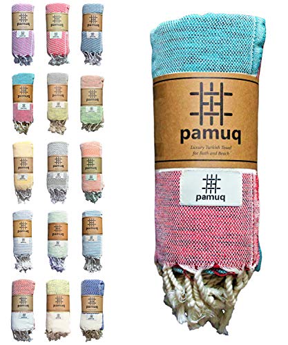 pamuq® Strandtuch XXL Saunatuch Badetuch Hamamtuch Groß Baumwolle Oeko-TEX® Duschtuch Pestemal Handtuch Fouta Pareo Yoga Decke Sporttuch Sarong Herren Damen
