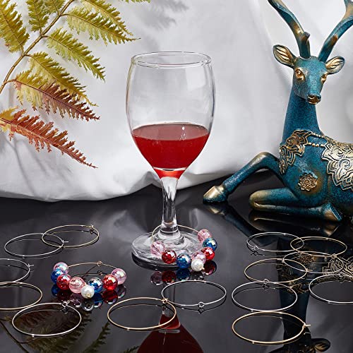 UNICRAFTALE about 60pcs 40mm 2 Colors Earring Hoops 316 Stainless Steel Hoop Earrings Wine Glass Charms Rings for DIY Earring Making Golden & Stainless Steel Color - Image 3