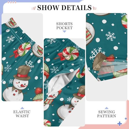 Cute Snowman Snowflake Candy Boys Pants for Kids Jogger Pants with Pockets S-XL4