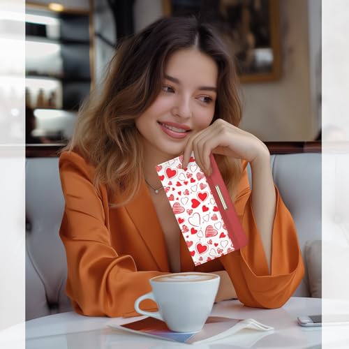 Image of Letter Checkbook Cover, RFID Blocking Checkbook, Stylish, Lightweight, Slim Durable, Multi-Functional Checkbook Holder for Personal and Business Checks (Heart)