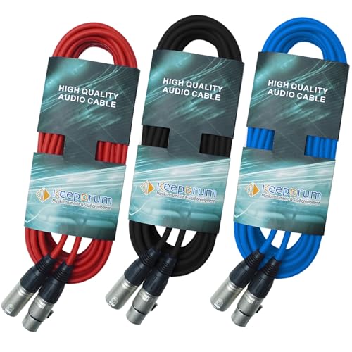 Câble d'éclairage DMX XLR 3 broches 15 m keepdrum rouge bleu noir pour projecteur LED
