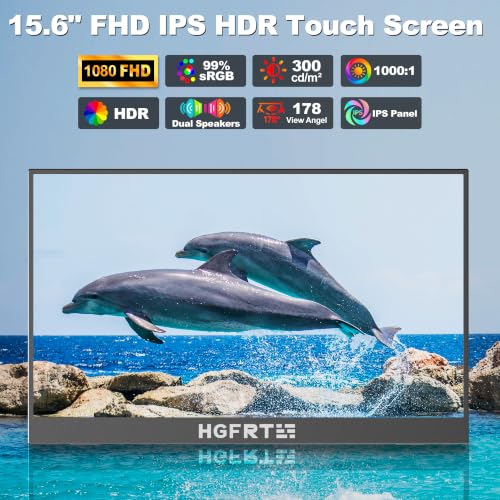 Image of Portable Monitor Touchscreen 15.6 inch, 1920x1080 60Hz FHD IPS HDR 10-Point Touch Screen Monitor with Built-in Stand & Speaker, HDMI USB C VESA External Travel Monitors for Laptop, PC, Mac, Phone