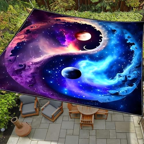 Morbuy Sonnensegel Wasserdicht Rechteckig mit Ösen und Seil, Bunter 3D Baumdruck Sonnensegel Sonnenschutz Windschutz Polyester Stoff für Garten Terrasse Balkon, Camping (Planet,180x180cm)