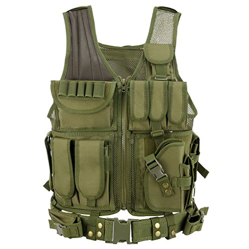 Barbarians Tactical Molle Vest Military Airsoft Paintball Vest Assault Swat Vest Adjustable Lightweight(Green)