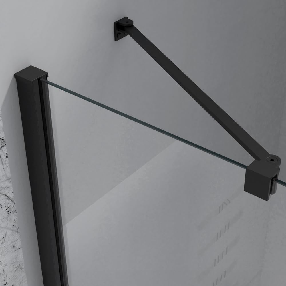 Box Doccia Angolare 80x80 Cm (H 195) Linea Neos - Porta Battente Con Lato Fisso - Cristallo Trasparente 6 Mm - Profili In Alluminio Nero