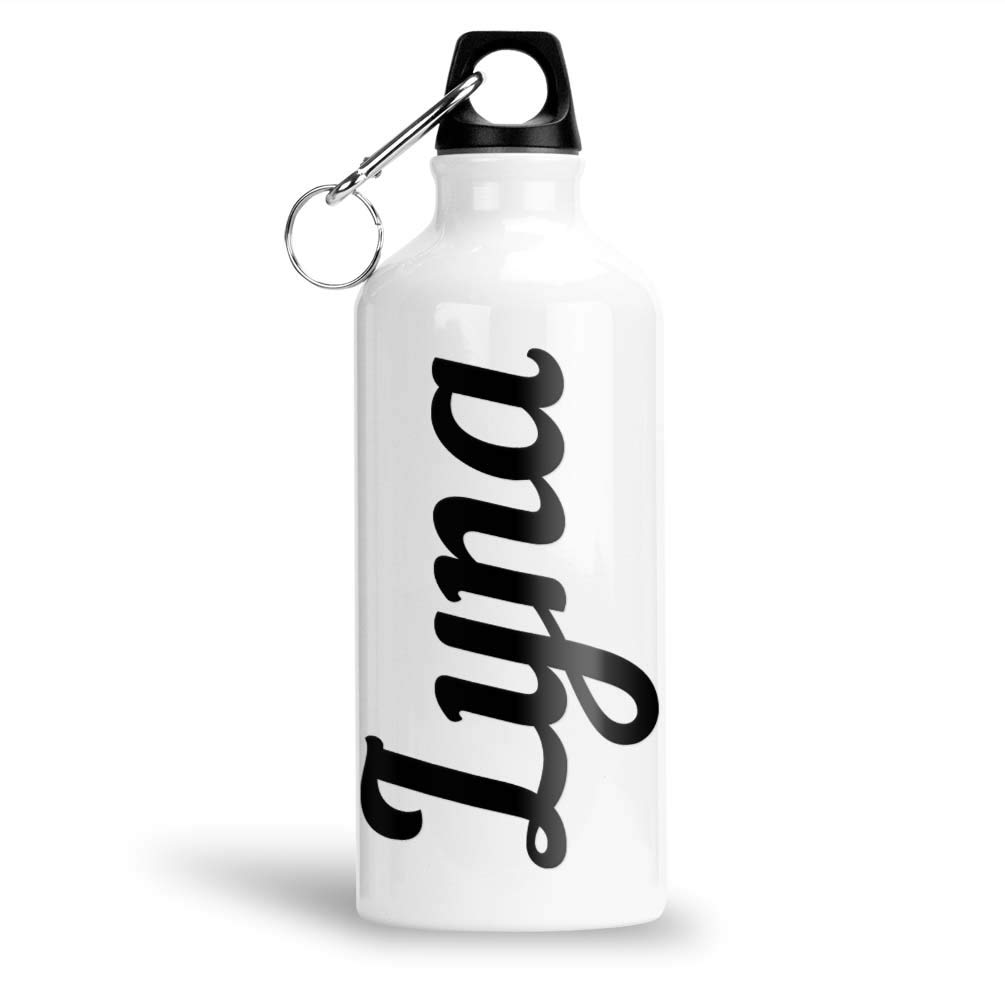 FurnishFantasy Aluminium White Sipper Bottle 750 ml - Best Personalized Gift for Happy Birthday, Return Gift, Name - Lyna