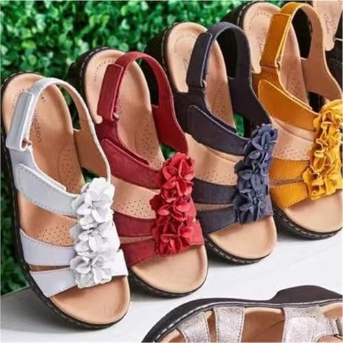 Summer Sandals Women Round Toe Flower Platform Sandals Woman Wedge2