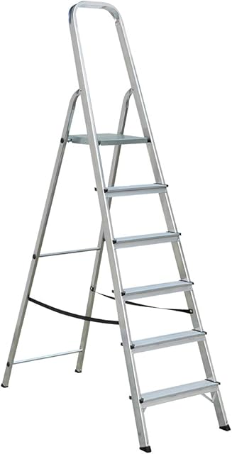 Draak Step Ladder 6 Step - Non Slip Treads - Ladder Made from Lightweight Aluminium Certified to BS EN 131 Part 1-3